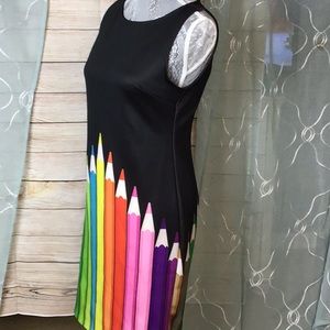 Sheath dress with colored pencils